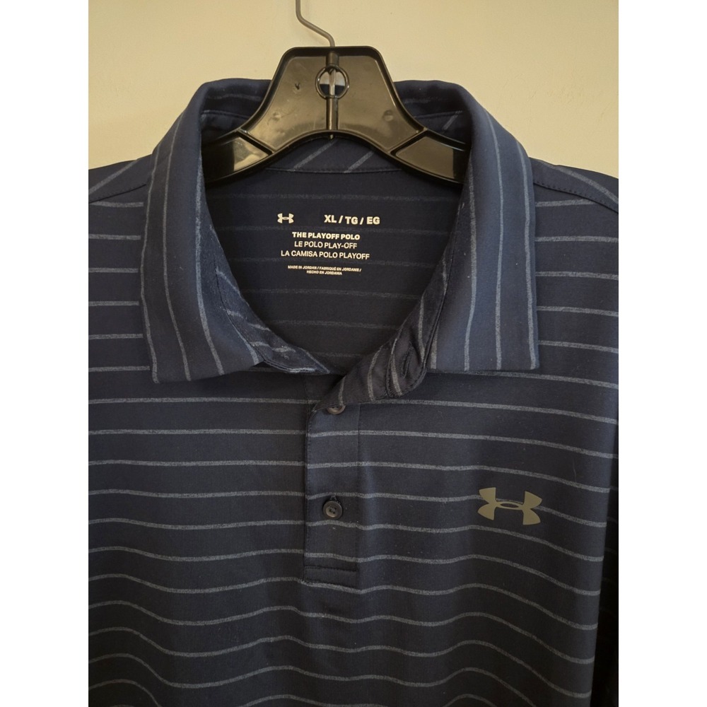 Under Armour men's blue striped polo-size XL
